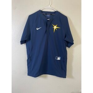 Nike Baseball Mens Small Tampa Bay Rays Pullover Navy Blue MLB Top